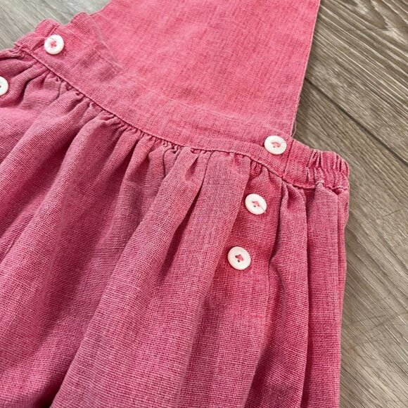 Buissonniere Girls Overall Skirt Dress Linen Blend Size 2 Pink - Picture 3 of 5